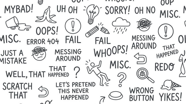 Funny Oops Fail Mistakes Doodle Pattern
