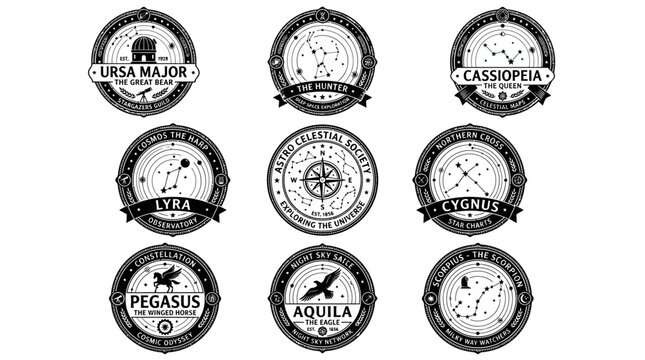 Zodiac signs in circular frames.