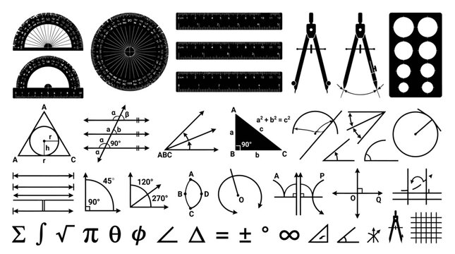 Black and white geometric shapes icons.