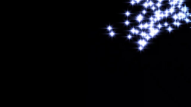 Sparkling white star doodle animation, magic pixie dust trail, cartoon glitter line stars, glowing fairy sparkle transition, shining twinkle particle overlay with black screen.