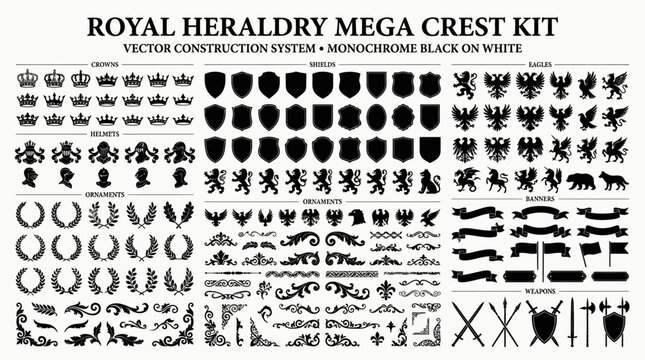 Royal Heraldry Mega Crest Kit Vector.