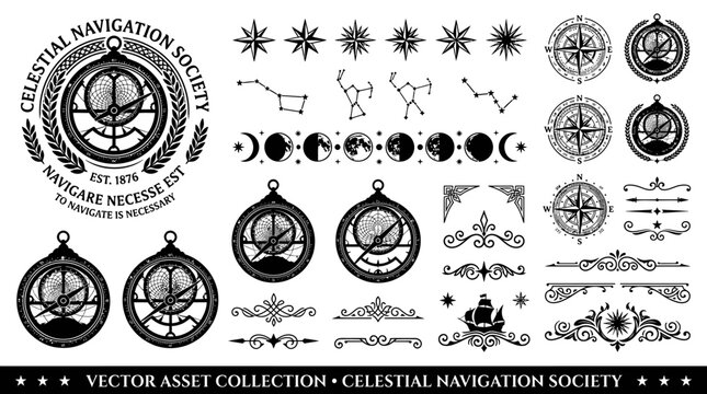 Collection of celestial navigation icons.