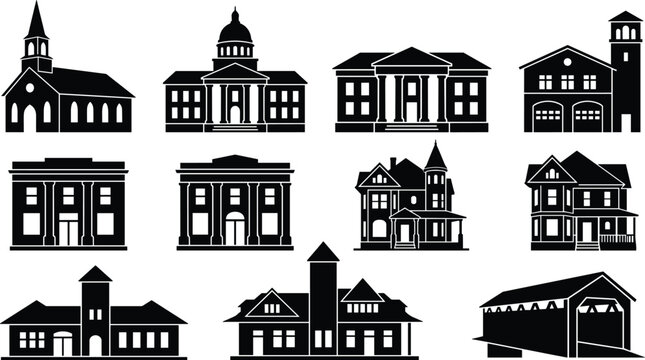 Warehouse Logistics and Freight Delivery Silhouette Vector Icon Set for Supply Chain Commercial Designs