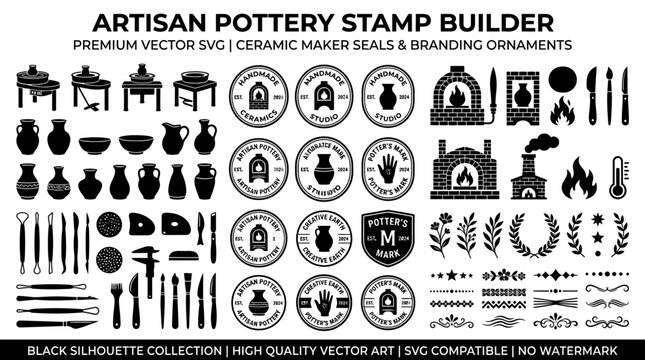 Pottery stamp builder ceramic maker tools.