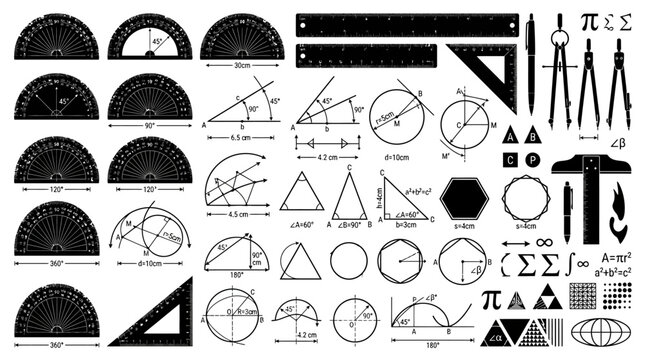 Black and white geometric shapes icons.