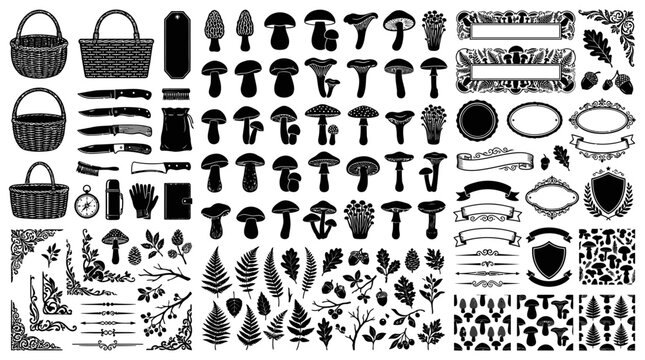 Black and white kitchen utensils icons.