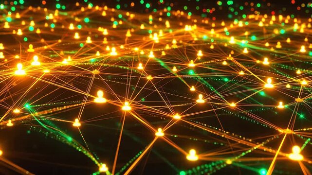 Network connections with glowing nodes