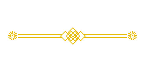 Decorative gold divider with geometric knot and floral accents isolated on transparent background © TawfikStock