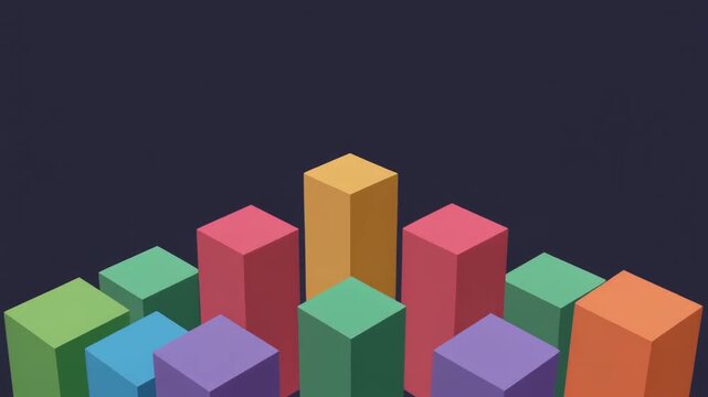 Colorful blocks are arranged in a graph on a dark background