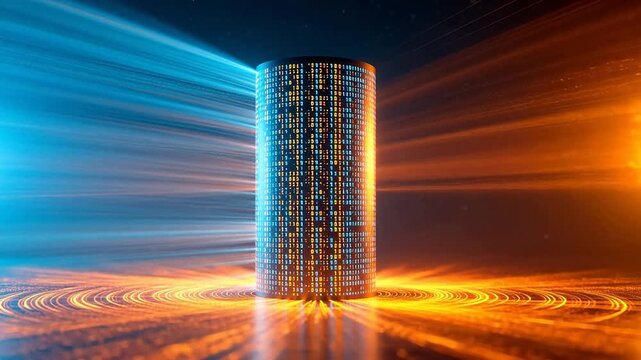 Cylinder with binary code and light beams