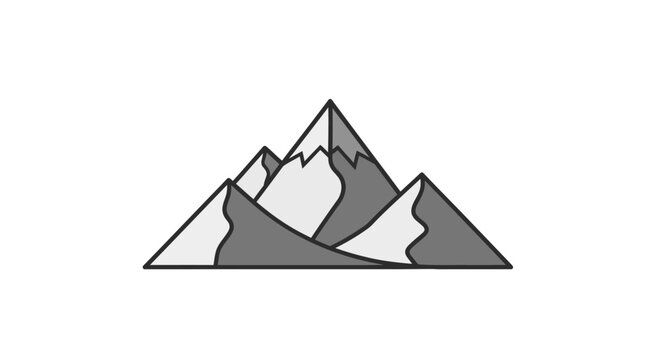 Minimalist mountain range illustration with peaks, simple grey lines, and a white background