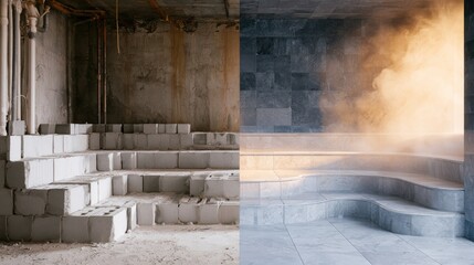 Before and after construction to luxurious spa