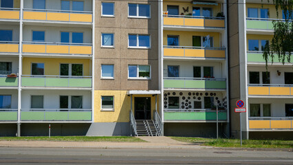 Plattenbau Apartment Blocks in Former East Germany Urban Residential Architecture © Animaflora PicsStock