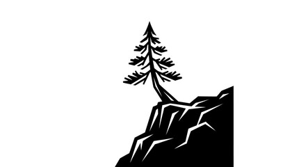 Fototapeta premium Tree on rocky mountain cliff side.