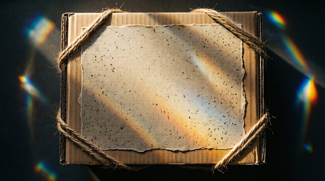 Rustic Package with Torn Paper Label and Rainbow Prisms