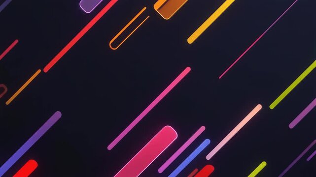 Vibrant colorful lines intersect and overlap on dark background in abstract composition