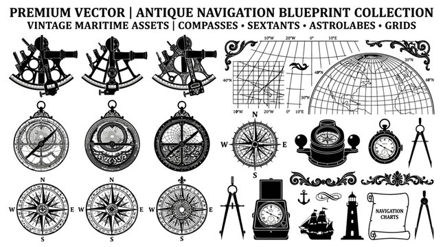 Vintage Navigation Instruments Maritime Collection.