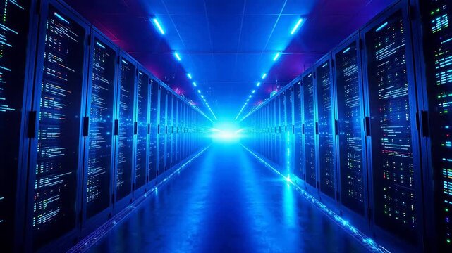 server room with glowing data racks