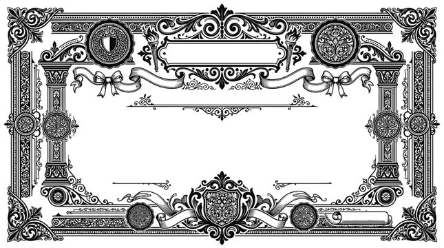 Intricate ornate certificate with decorative border