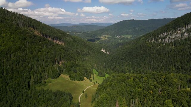 Drone Shot of Scenic Mala Fatra Mountain Landscape with Forests and Valleys in Slovakia