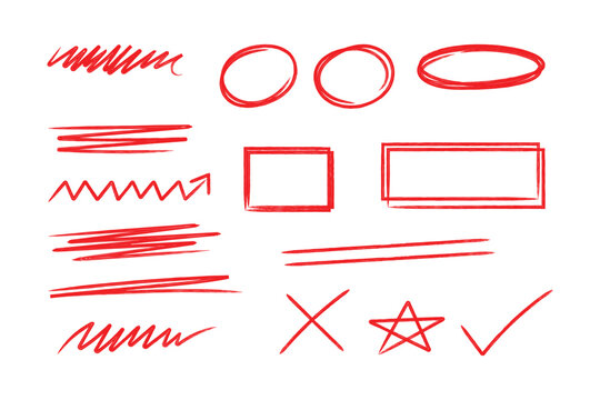 Grunge brush icon set with hand drawn doodle elements