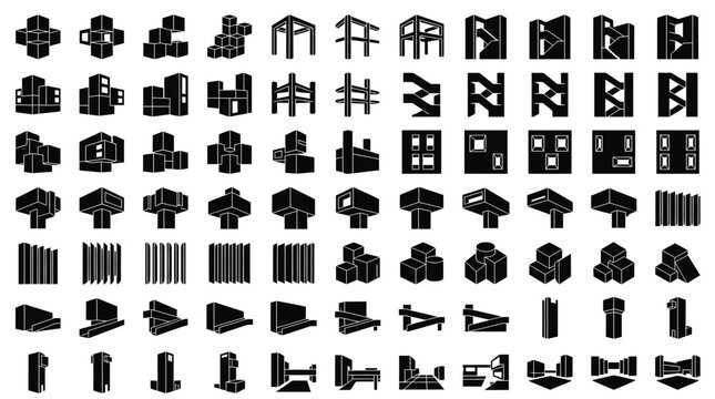 Various black symbols and icons.