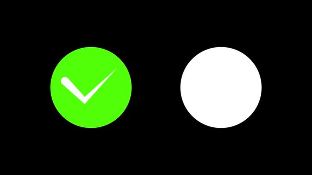 Animated check and cross icons representing right and wrong answers on dark background