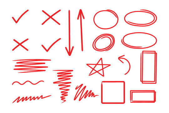 Grunge brush icon set with hand drawn doodle elements