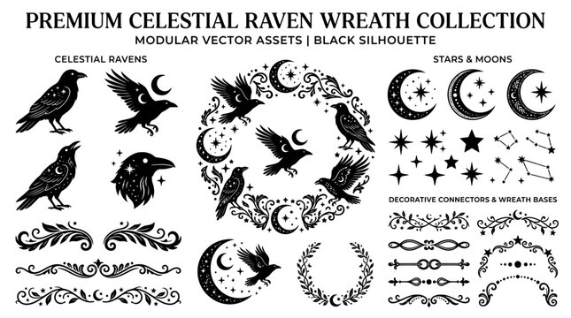 Premium Celestial Raven Wreath Collection.