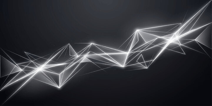 Abstract blue lightning bolt on black futuristic digital network background with energy waves and technology concept design