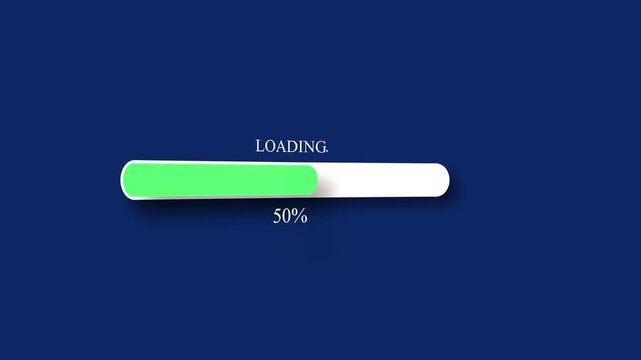Green Loading bar, bar progress, 0 to 100 animated loading screen on  background. 4K Video