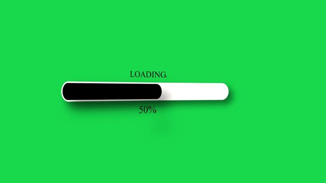 Block loading bar animate on a transparent background, 4k Video Loading bar and percentage Futuristic progress loading bar 0-100 percent. 4k Video