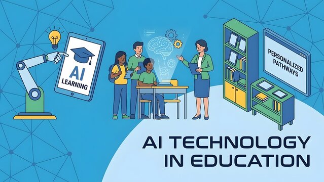 Artificial intelligence technology in modern education and personalized learning classroom concept