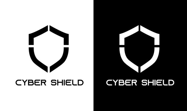 Abstract cyber shield logo icon with geometric letter CS monogram for tech defense