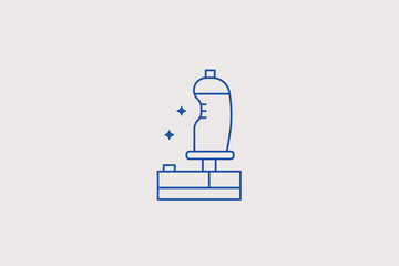 Joystick controller on base with central stick line icon for flight simulator, retro gaming arcade, electronics shop. Precise vector illustration for engineering. © HenryFord