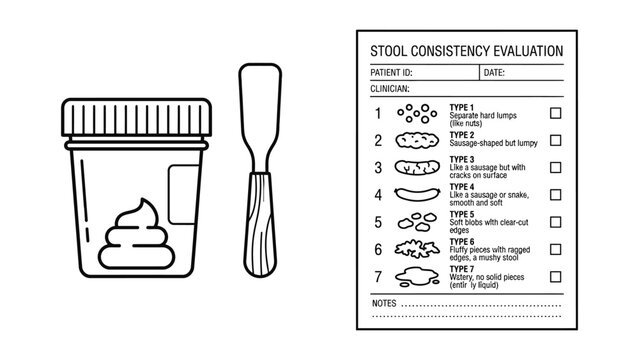 Stool consistency evaluation chart and tools.