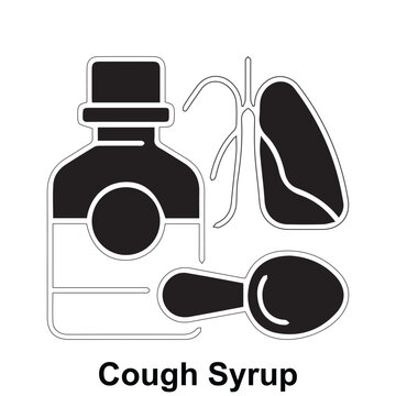 Editable cough syrup icon vector representing respiratory relief, cold and flu treatment, throat soothing medication, and pharmaceutical healthcare solutions in a clean scalable design.