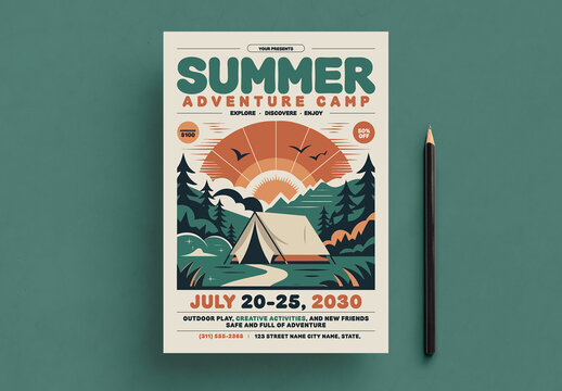 Summer Camp Flyer Design Template