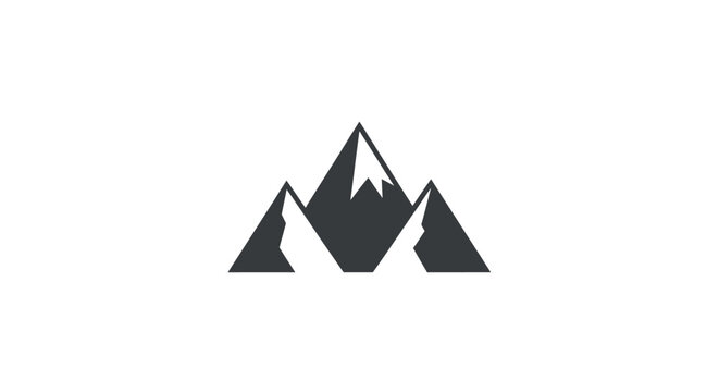 Minimalist mountain range logo design in grayscale, suitable for outdoor brands
