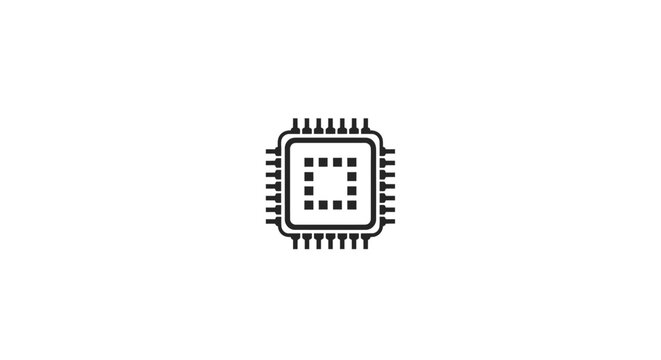 Minimalist representation of a central processing unit icon on a stark white background