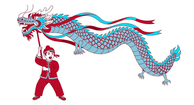 Person performing traditional Chinese dragon dance.