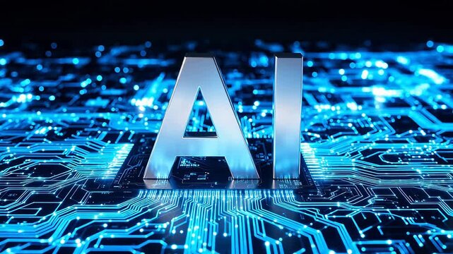 AI letters on circuit board