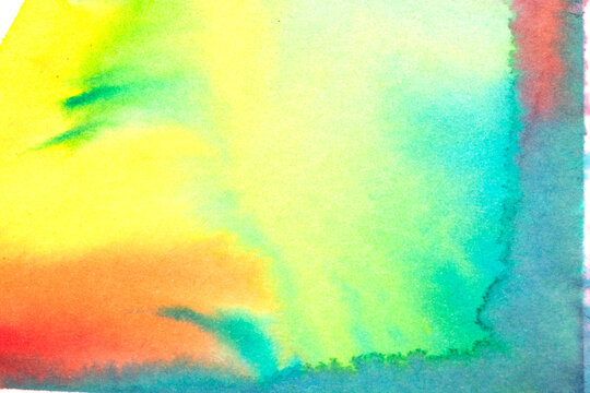 Vibrant multicolour watercolour paint background with blended colours