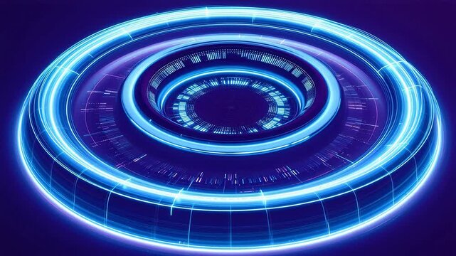 Blue neon circular tunnel