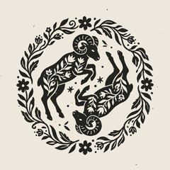 Obraz premium Zodiac sign Aries astrology symbol.