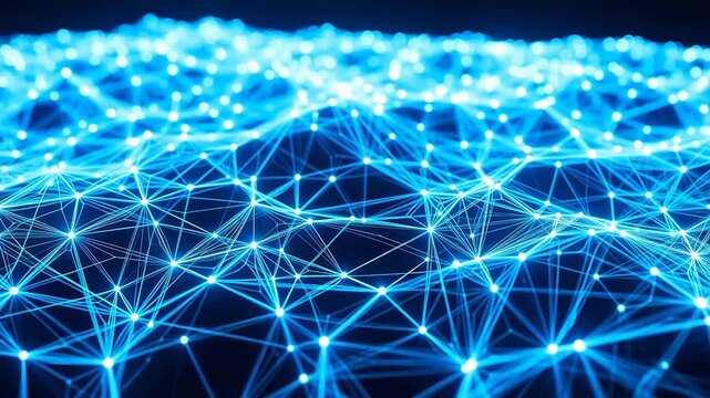 Blue network connections in digital space