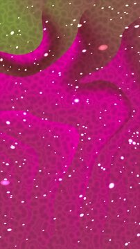 Vibrant abstract background with glowing particles on a textured magenta and green fluid surface.