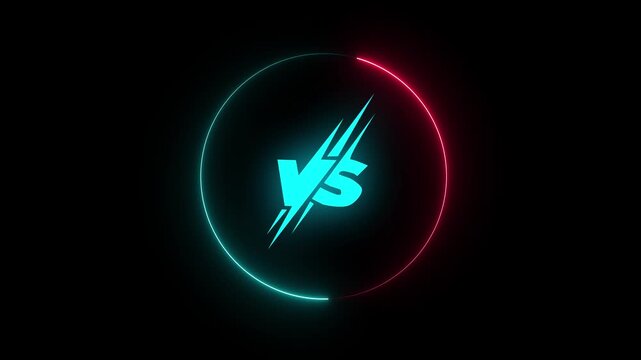 VS versus bars neon animated versus vs bars neon blue and red co op team with smoky black background.VS versus bars neon animated versus vs bars neon blue and red co op team with smoky black backgroun