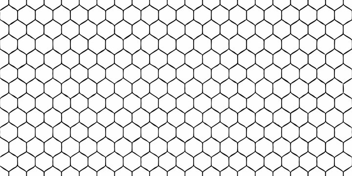 Honeycomb pattern with black lines on a white background