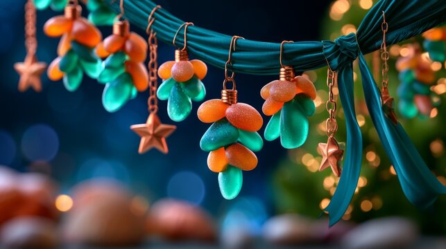 Festive 3D Rendered Christmas Background in Deep Teal with Ornaments